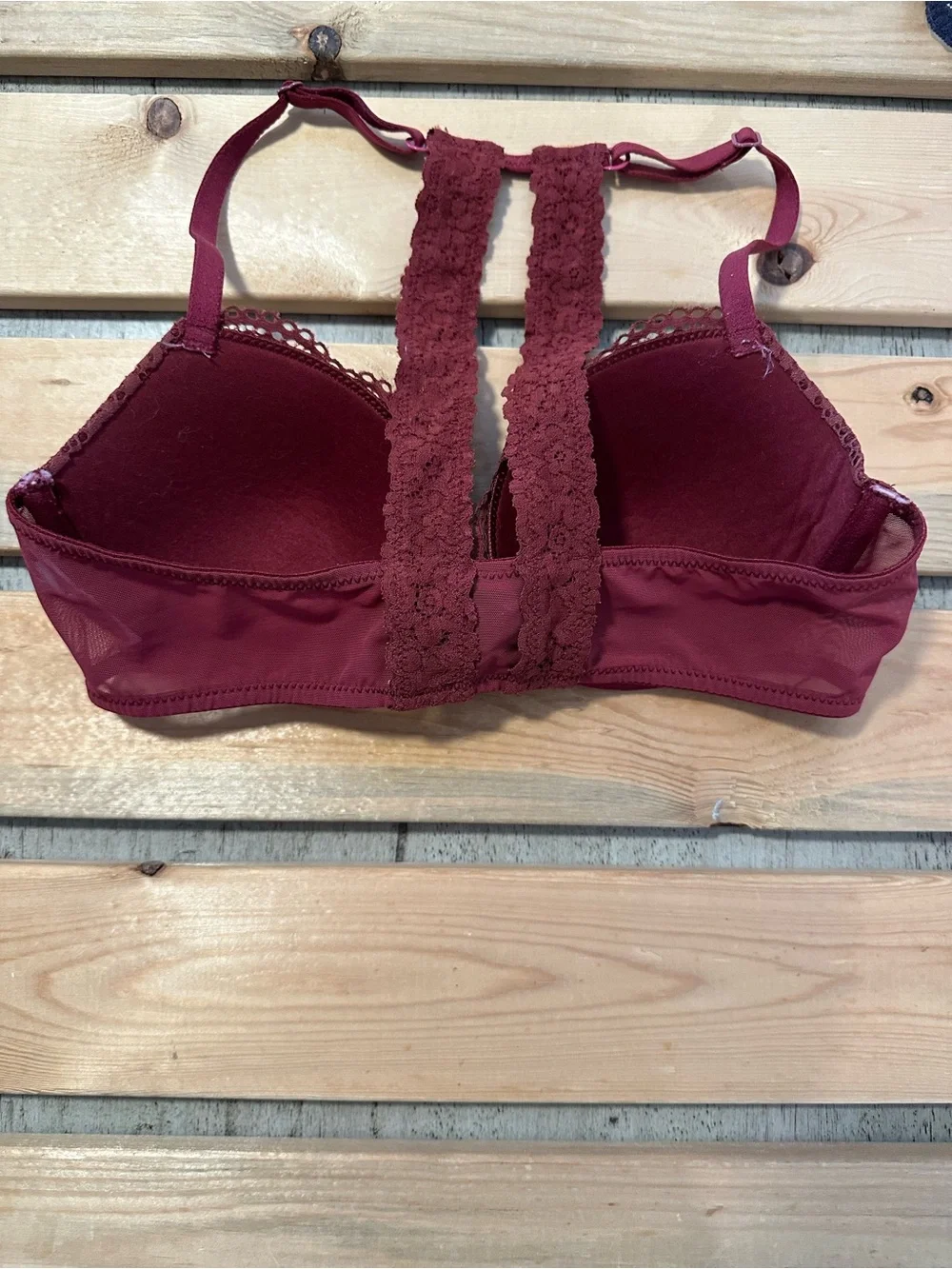 Aerie Lace Front closure bra Maroon 32C
